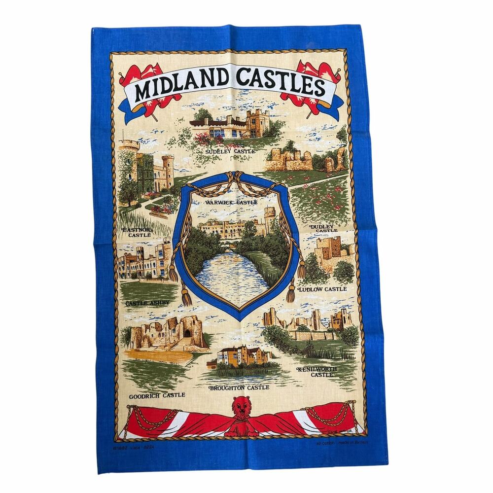 Vintage Midland Castles Britan Tea Towel 30"x18"
